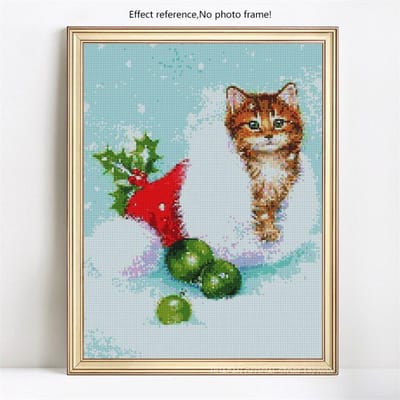 Kerst diamant borduurwerk kat 5D DIY diamant schilderij volledige boor foto van strass 20X30CM gray