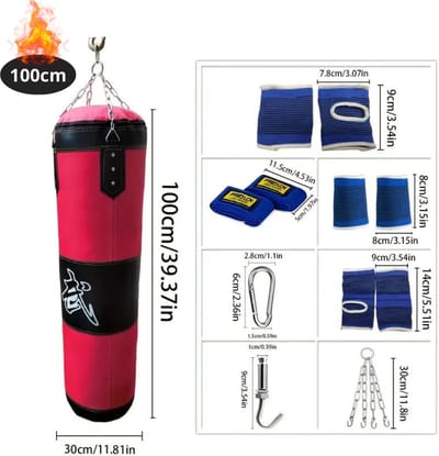 Nivard Bokszak - Bokspaal - Bokszak Ophangsysteem - Volwassenen - Kickboks Zak - Stootzak - Punching Bag - Boxzak - Sport - (Niet Gevuld) - 100 cm - Rood
