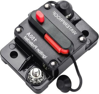 Stroomonderbreker met Reset - Zekeringomvormer Inline - Elektrische Bescherming - Handmatige Resetknop - 150 Ampère - Zwart