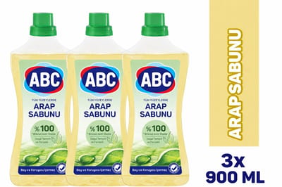 ABC Vloeibare Arap Sabunu Arabische Zeep 3x 900 ml – 100% Plantaardige Allesreiniger – Natuurlijke Schoonmaak – Zonder Conserveringsmiddelen – Dermatologisch Getest – Voor Alle Oppervlakken