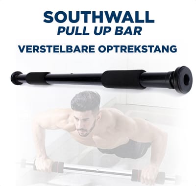 SOUTHWALL Pull Up Bar – Optrekstang Deur – Pull Up Bar Station – Verstelbare Optrekstang Deurpost – 60 tot 100 cm – Fitness Thuis – Krachttraining – Chin Up Bar – Uitschuifbare Pull Up Stang – Deurrekstok – Zwart