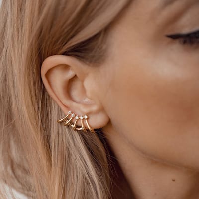 Hey Happiness Edelsteen Vleugel Oorsteker Dames 925 Zilver 18K Verguld - Wrap Design – met Zirkonia – Goud