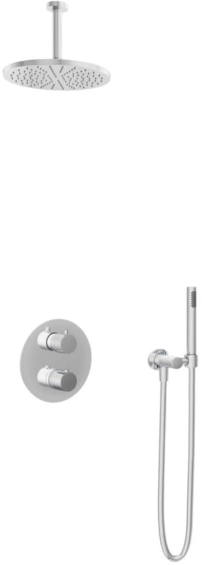 Hotbath Buddy - Inbouw Regendoucheset - Thermostatisch - Plafondbuis 15 cm - Hoofddouche 300 mm - Staafhanddouche - met 2-Weg Stop-Omstel - Waterbesparend - V01