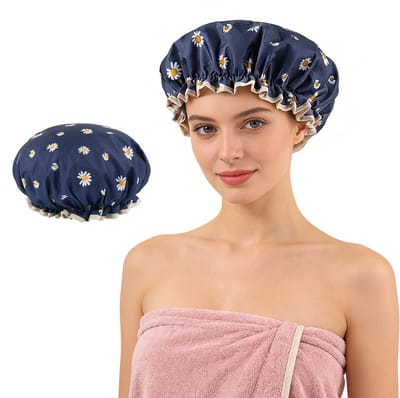 Douchemuts - 27 cm diameter - Geschikt voor een hoofdomtrek van 54 cm. Dubbellaagse waterdichte douchemuts voor thuisgebruik - badmuts - haarkapje - hoofdbedekking - oliebestendige muts voor in de keuken - EVA douchemuts - haardroogmuts - slaapmuts