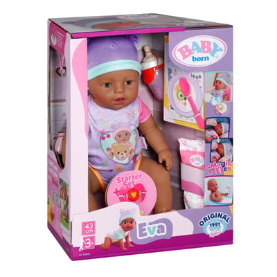 Zapf Creation BABY Born Magic Eyes meisje met bruine ogen Eva 43 Poppen met functies Interactieve poppen