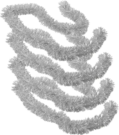Gerimport Kerstslingers - 4x stuks - glitter zilver - folie - 180 x 7 cm - kerstboom versiering/guirlandes