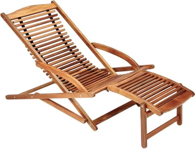 Ligstoel Hout - Schommelstoel Tuin - Buiten Ontspannen - Ergonomische Vorm - 152 cm Lengte - Bruin