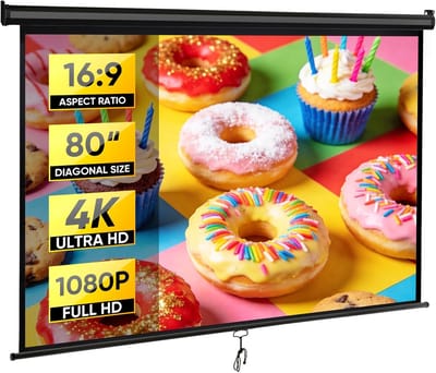 Projectiescherm 80/100 Inch 16:9 Handmatig Uitrolbaar voor Binnen en Buiten