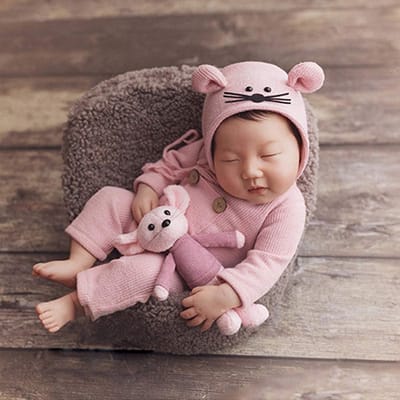 Baby Foto Props Set voor Pasgeboren Fotografie - Gebreide Romper Hoed Rat Pop - Baby Jongen Meisje Outfits met Foto Rekwisieten