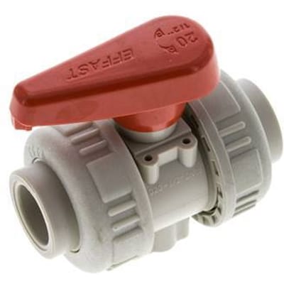 PP-H 2-weg Kogelkraan Dubbele Wartel 20 mm EPDM