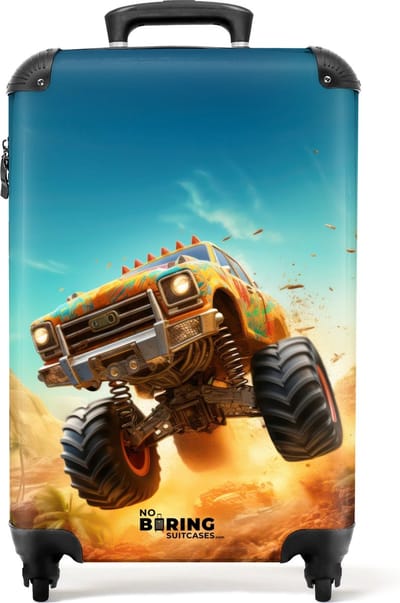 NoBoringSuitcases.com® - Kinderkoffer monstertruck - Handbagage koffer kind - 55x35x25