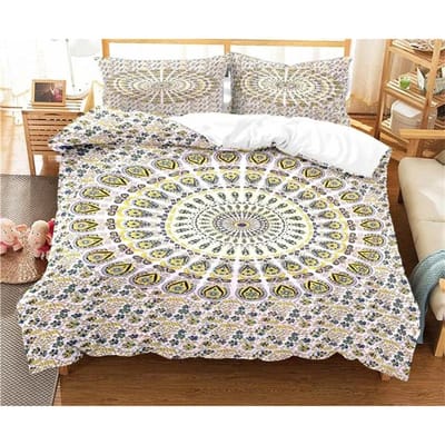 Bohemian Psychedelisch Mandala Patroon Dekbedovertrek Set Beddengoed Voor Volwassenen Kind Bedset Dekbedovertrek Met 1 Dekbed 2 Kussensloop AU King(245x210cm)