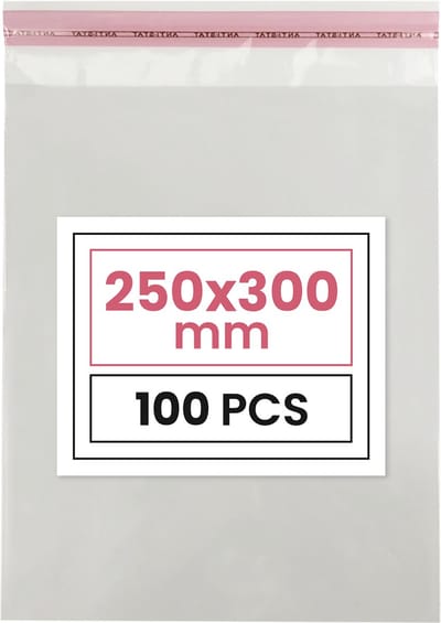 Plastic zakjes met plakstrim - 25x30 cm - transparant - 100 zakken