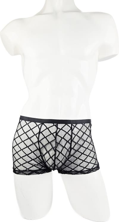 BamBella® Boxer short kant voor mannen -S/M - doorzichtig Erotische Sexy Lingerie Heren - Zwart mannen ondergoed slip