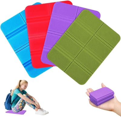 Opvouwbaar Zitmatje - 4 Stuks Opvouwbaar Zitkussen Buiten - Draagbare Isolatie Waterdicht - Outdoor Zitkussen - Zitkussens met 4 Opbergzakken - Compact & Waterdicht - voor Wandelen Picknick en Onderweg Tuin Wandelen Kamperen