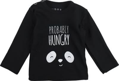 Plum Plum - T-shirt lange mouwen - Panda 'Always Hungry' - Zwart