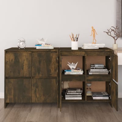 vidaXL - Dressoirs - 2 - st - 70x41x75 - cm - bewerkt - hout - gerookt - eikenkleurig