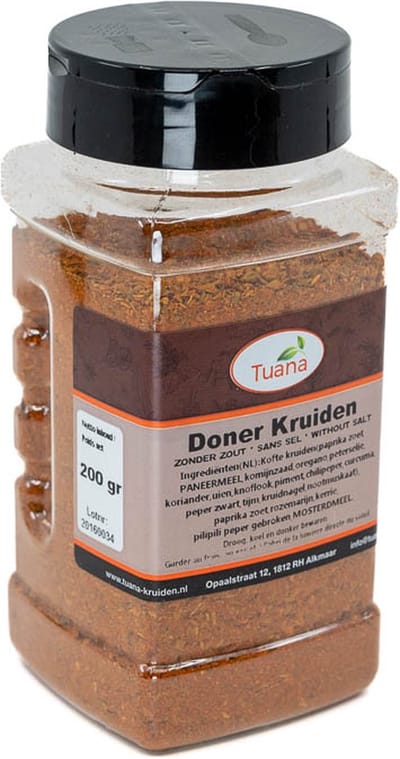 Tuana Kruiden - Doner Kruiden Zonder Zout - Strooibus 130 Gram - MP-D-0009