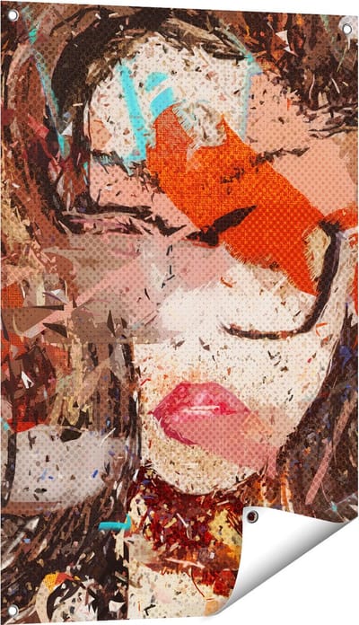 Gards Tuinposter Abstracte Kunst van een Meisje - Vrouw - 60x90 cm - Tuindoek - Tuindecoratie - Wanddecoratie buiten - Tuinschilderij