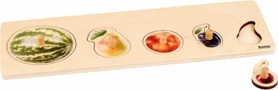 Nienhuis Montessori Kinderpuzzel Fruitsoorten - 5 soorten fruit - Houten speelgoed - Houten puzzel - Educatief speelgoed - 5 stukjes - Vanaf 2 jaar