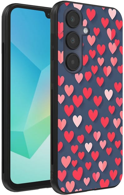 Smartphonica Telefoonhoesje Geschikt voor Samsung Galaxy A16 met Roze en Rode Hartjes Opdruk - TPU Backcover Case With Rosé and Red Heart Design geschikt voor Samsung Galaxy A16