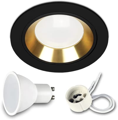 Kwazar Luminaire inbouwspot SET 1x GU10 inbouwlamp 7W neutraal wit plafondspot IP20 inbouwspot keuken woonkamer FOY zwart met ring BK/GD