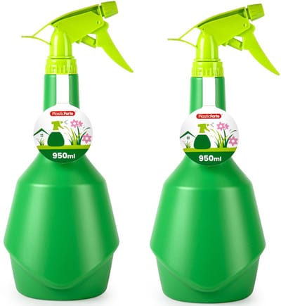 Plasticforte Plantenspuit met een inhoud van 950 ml - 2x - groen - verstuiver kop - 29 cm - kunststof - groot reservoir