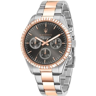 Maserati Competizione Grijs Metaal Tweekleurig rosé Heren Quartz Dag-Datum R8853100020 grijs