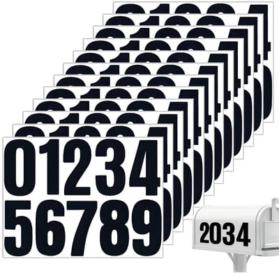 Dailygoods- Cijferstickers 10 cm - 12 Vellen - Zwart - Zelfklevend - Weerbestendig - Grote Cijferstickers voor Huisnummers - Nummerstickers