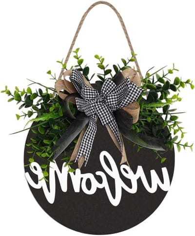 Welkomstbord Rond - Houten Welkom Decoratie - Voordeur Decoreren - Natuurlijk Hout - 30 cm Diameter - Zwart