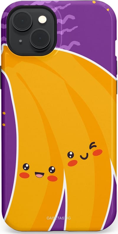 Casetastic hoesje geschikt voor Apple iPhone 15 Plus - MagSafe - Dubbellaagse bescherming - Blije Banaan - Fashion Case - Lavendel Geel