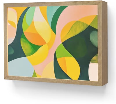 Wandlamp 40x30 cm - Oplaadbaar - Abstract - Geel - Roze - Groen - Wandlampen binnen woonkamer - Slaapkamer lamp - Decoratieve nachtlamp - Vloerlamp draadloos