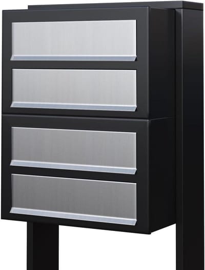 Brievenbus Vier Deuren - Woonhuis brievenbus Postkast - Post Ontvangen - Gepoedercoat Plaatstaal - 465x136x28 cm - Mat Zwart