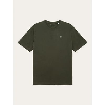 KnowledgeCotton Apparel T-shirt Donkergroen - Maat M - Heren - Print T-shirts