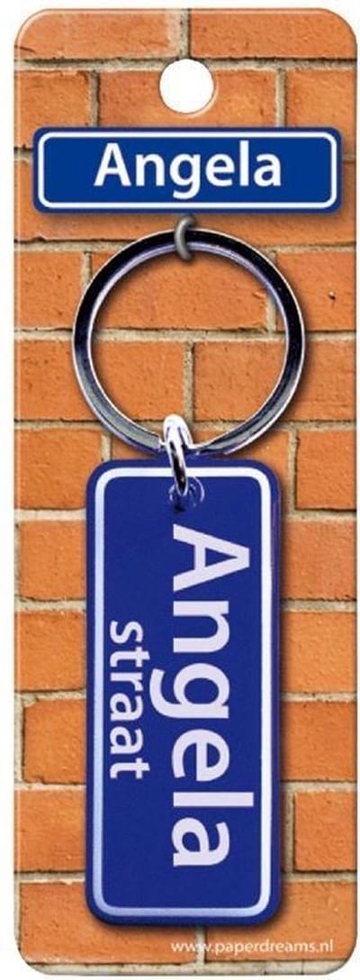 Paper Dreams Sleutelhanger Straatnaam Angela 9 Cm Staal Blauw