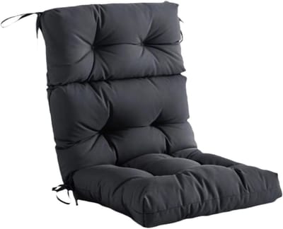 Buitenkussen Stoel - Schommelstoelkussen - Comfortabel Zitten - Waterdicht met Strikband - 53 x 104 cm - Zwart