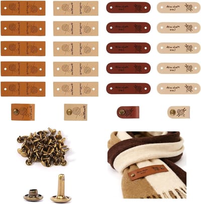Solidchoice- Leren Labels Handgemaakt - 20 Stuks - Klinknagels - Geschikt voor DIY - Cadeaus - Decoratief en Stevig - Label