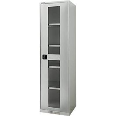 Schaefer Shop Genius FS open deurkast, 5 OH, afsluitbaar, 4 legborden, tot 250 kg, B 545 mm, staal, lichtgrijs RAL 7035/lichtgrijs RAL 7035