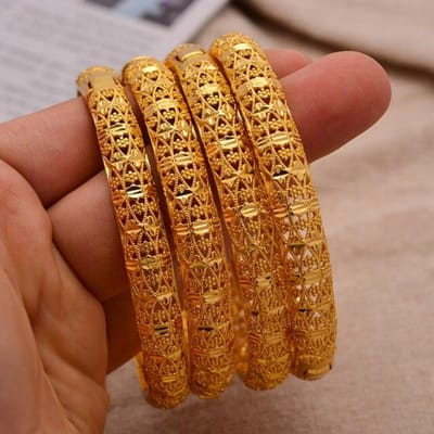Bracelets de mariage de dubaï pour femmes et hommes, bijoux éthiopiens, couleur or, africains, cadeaux d'anniversaire arabes, 24k, 4 pièces/lot brown