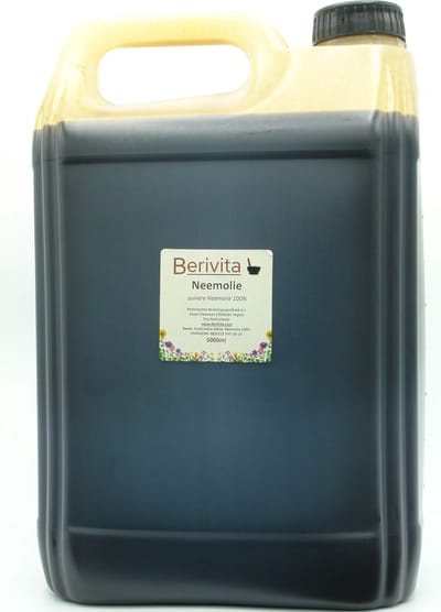 Neemolie 5 Liter - Bulk - Koudgeperste, Onbewerkte Pure Neem Olie van Azadirachta indica zaden voor mens, dier en plant