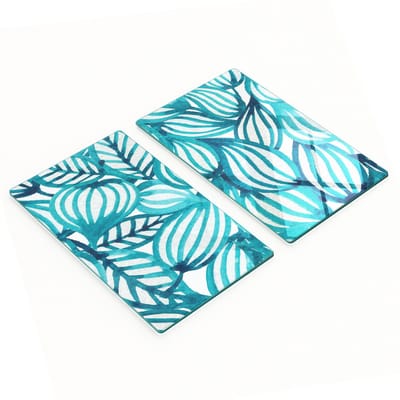 Set van twee decoratieve glazen keukenplanken met bloemenpatroon, 2x30x52 cm