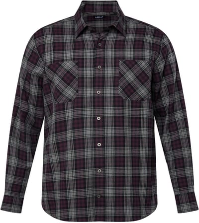 Men Plus - Heren - Flanellen geruit overhemd lange mouwen kentkraag - Donker violet - Maat 3XL
