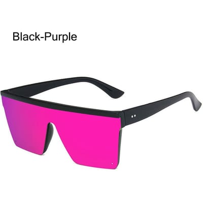 Retro Coole Oversized Zonnebril Eén Stuk UV400 Bescherming Platte Bovenkant Zonnebril Groot Montuur Schaduwen Voor Vrouwen & Mannen black