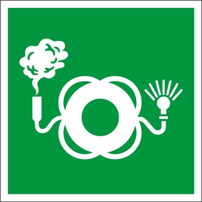 Reddingsboei met rook en licht sticker, E068 50 x 50 mm - 10 stuks per kaart