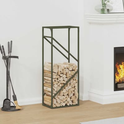 vidaXL - Brandhoutrek - 40x25x100 - cm - koudgewalst - staal - olijfgroen