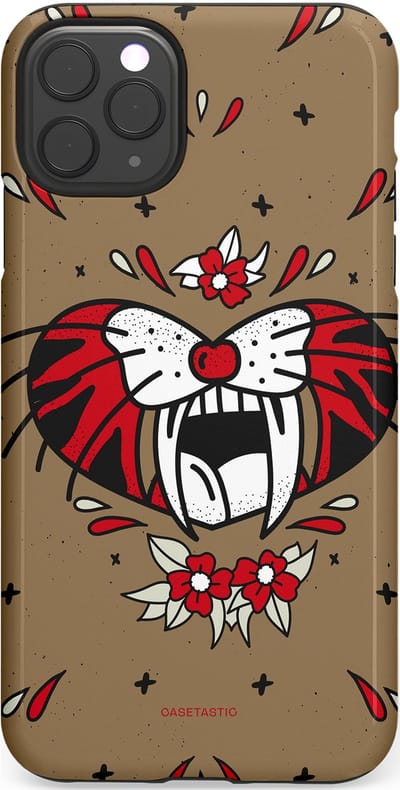 Casetastic hoesje geschikt voor Apple iPhone 11 Pro Max - Dubbellaagse bescherming - Wilde kracht - Fashion Case - Taupe Donkergrijs Bordeaux