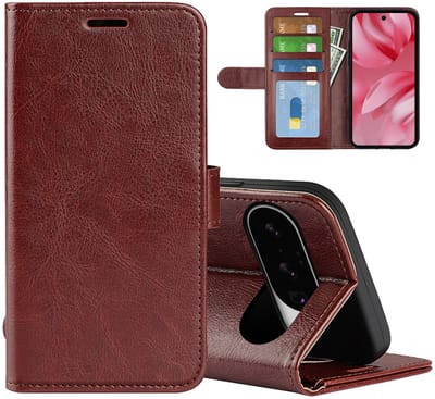 MobyDefend Hoesje - Geschikt voor Google Pixel 10 / Google Pixel 10 Pro - Wallet Book Case (Sluiting Achterkant) - Bruin