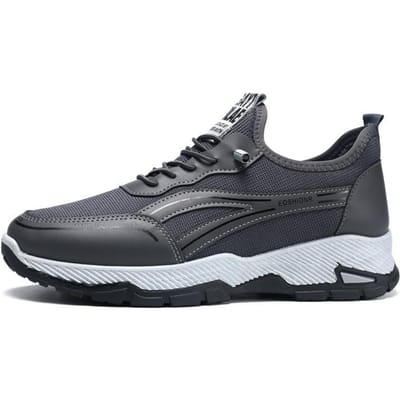 Nieuwe Herenschoenen Mesh Ademende Sneaker Heren Trendy Platform Outdoor Casual Wandelschoenen 44 gray
