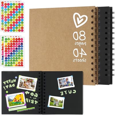 DIY Fotoalbum voor Scrapbooking - 2 Stuks, 17 x 17 cm, Spiralen, 20 Bladen (40 Pagina's) voor Baby, Verjaardag en Huwelijk
