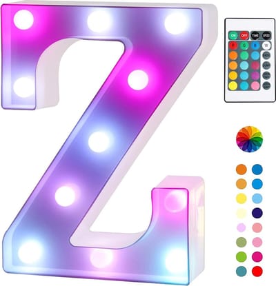 Lichtgevende Letter Z - 22 cm - RGB Met Afstandsbediening